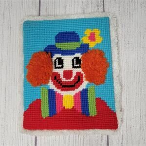 Vintage 3D Clown in a Bowtie Cross Stitch Art, 8.5x11